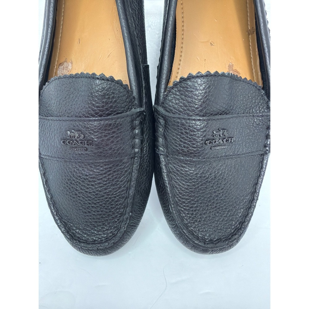 Coach Odette Black Pebbled Leather Driving Loafers Moccasins A01375 Women 10B